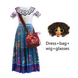 2022 Girls Short Sleeve Encanto TV Movie Mirabelle Cosplay Costume Halloween Christmas Kids Girl Dresses Encanto Dress