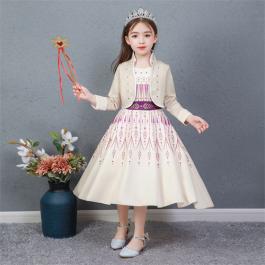 Hot sale Long sleeve Children Princess Anna TV Movie cosplay girl dress Kids girl Halloween birthday party fancy dress