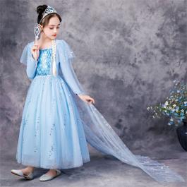 elsa Elegant Lace Party Cosplay Birthday Dress Children Clothing Baby Girl Princess Dresses