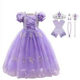 Kids Girl Little Princess Sofia Cosplay Costumes for Halloween Christmas Birthday Party Dress