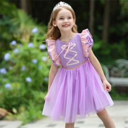 Rapunzel Cosplay Costume Princess Dress For Girls Purple Ruffle Princess Dress For Girl