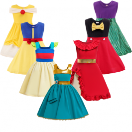 Girls Boutique Cotton Summer Casual Mermaid Mulan Wonder Kids Rapunzel Elena Moana Merida Princess dress