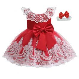 Embroidery Flower Girls' Dresses White Newborn Baby Dress For Birthday Party Bow Princess Dress For Girl