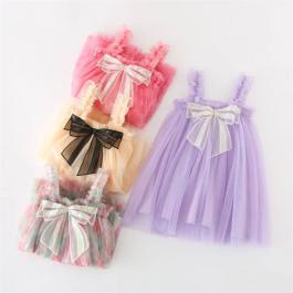 Sequins Bow Slip Girls Casual Dresses Lace Tutu Little Girl Dress Sleeveless Children Dresses Girls