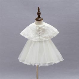 Baby Girl Flower Dress White Baptism Dress Newborn Girl Christening Costume Birthday Party dress With cape