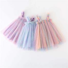 Wholesale summer kids clothes sequins sling strap frock baby girl summer tulle dress