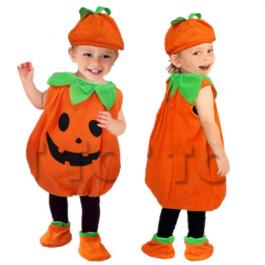 Two-pieces Kids Halloween Party Pumpkin Cosplay Costume Orange Baby kids Fancy Dress Performance Suit