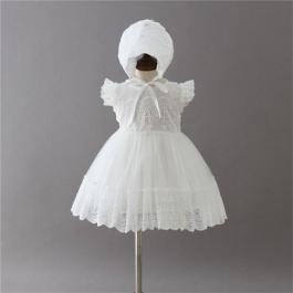 Baby summer Flower Girl Dress White Baptism Dress Newborn Girl Christening Dress birthday party clothes