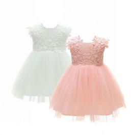 100% cotton lining Sleeveless white baby girl baptism dress 0-24 months Toddler birthday Party Wedding dress