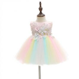 baby girl wedding dress Lace Infant Toddler girl party dress rainbow princess dress baptism clothing