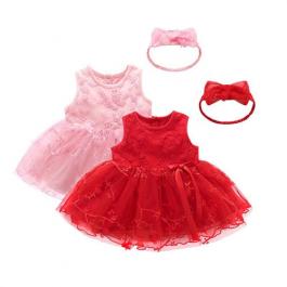 New Fashion Europe Style Summer dress baby with Bow and Lace cotton baby girl dresses