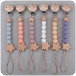 Custom Handmade Wooden Pacifier Chain Clip For Kids Cute Woolen Bunny Pacifier Clips For Baby