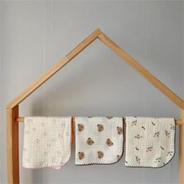 Ins Flowers Baby Bibs Organic Cotton Baby 6 Layer Gauze Muslin Burp Cloth Soft Baby Blankets For Newborns