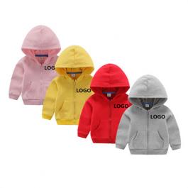 custom logo print fleeced zipper kids boy winter coat hoodies sport jacket