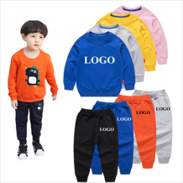 Custom LOGO O-neck long sleeve cotton Kids Jogging Suits Kids Tracksuits Sweatsuit Sets