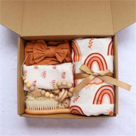 Bib Headband Milestone Wooden Card Cotton Baby Blanket Set Infant Wrap Newborn Gift Set