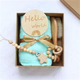 Baby Security Blanket Wool Brush Swaddle Blanket 5 Piece Custom Shower Baby Gift Box Set Newborn