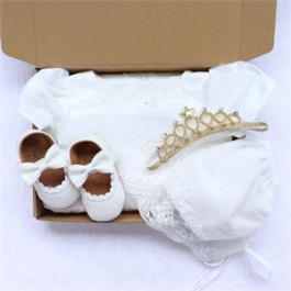 4 Pcs/Set White Lace Baby Dress With Hat And Soft Baby Prewalker Baby Gift Sets Newborn
